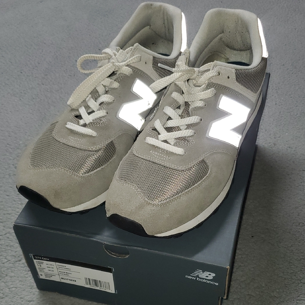 New Balance Light Gray and White Athletic Shoes